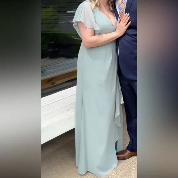 David's Bridal Long Flutter Sleeve Bridesmaid Dress David's Bridal Long Flutter Sleeve Bridesmaid Dress